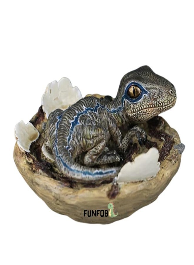 FUNFOB Baby Dinosaur Toy Figures Height -8.5cm Dinosaur Figure PVC Multicolour | Blue Stripe Dino in Shell - Image 1